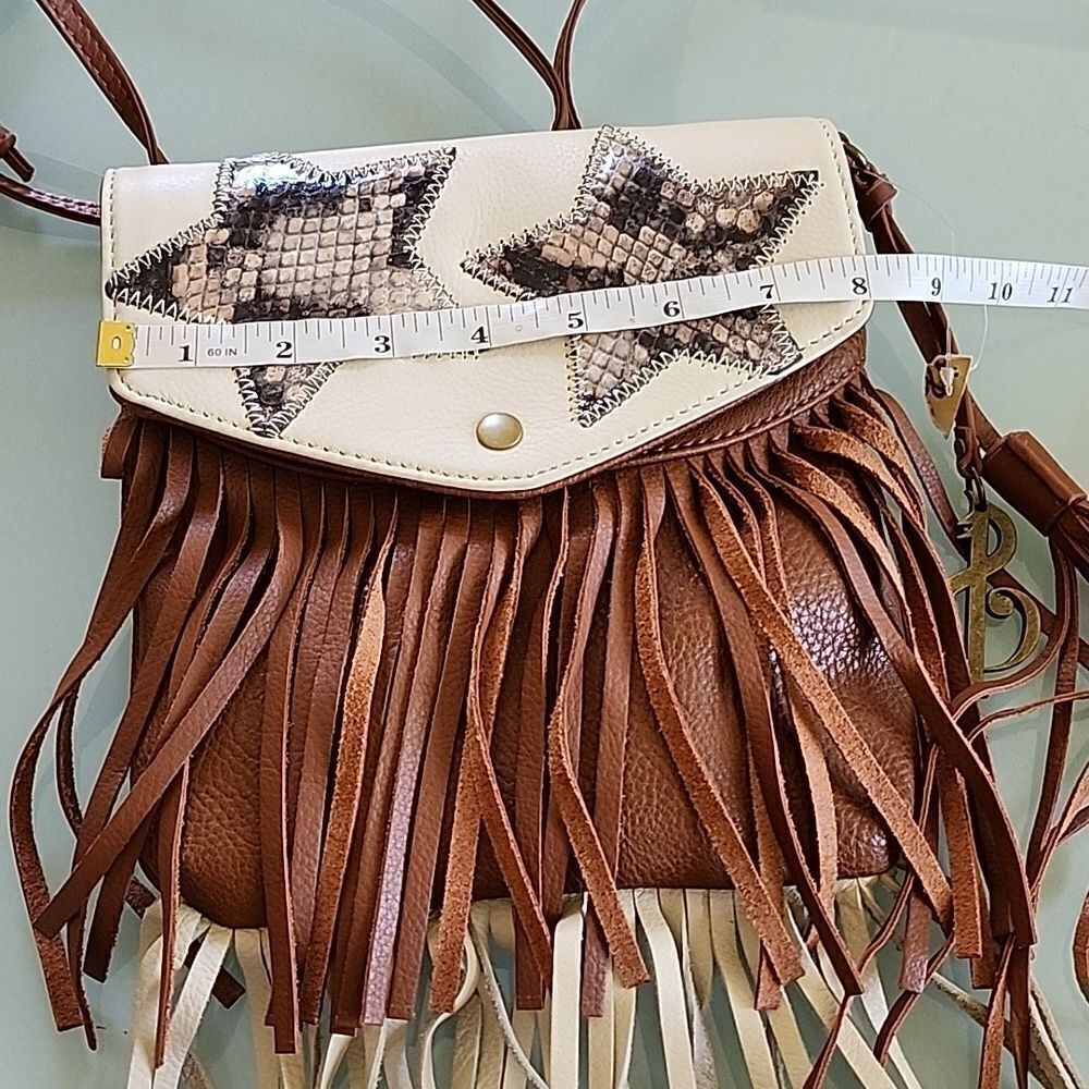 Carlos Falchi Lyric Boho Retro '60s Hippie Woodstock Themed Leather Bag New! - Picture 8 of 9